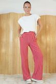 Shoreditch Stripe Lounge Flare Trouser Hot Pink & Red /5=